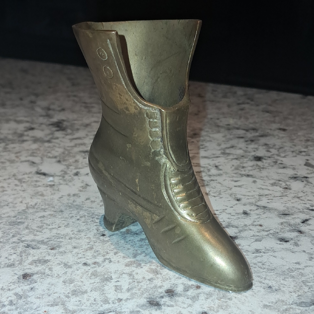 Vintage Brass Boot Vase From India 1960's